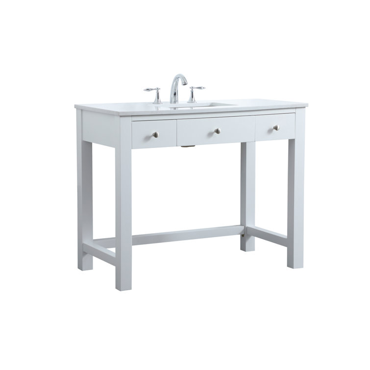 ADA Compliant White Freestanding Bathroom Vanity with Calacatta Marble Top