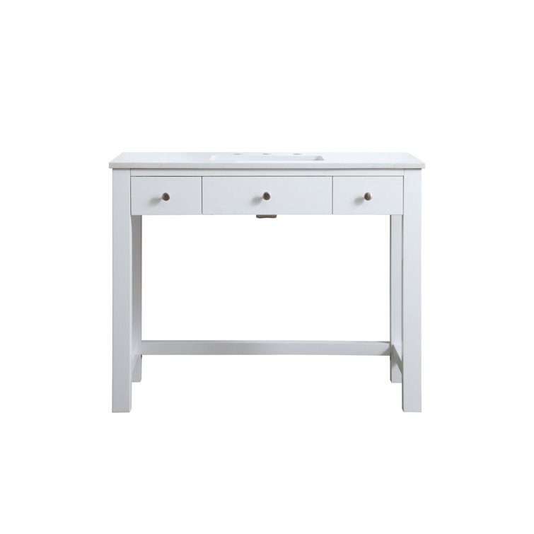 ADA Compliant White Freestanding Bathroom Vanity with Calacatta Marble Top