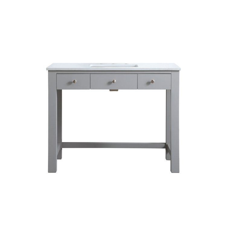 Hudson 42'' Grey Single Bathroom Vanity with Engineered Marble Top