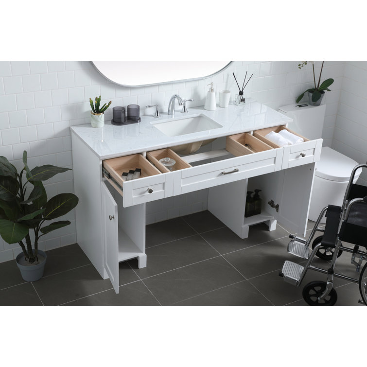 Cooper 54'' White Freestanding Bathroom Vanity with Marble Top