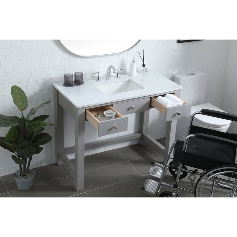 Hudson 42'' Grey Single Bathroom Vanity with Engineered Marble Top