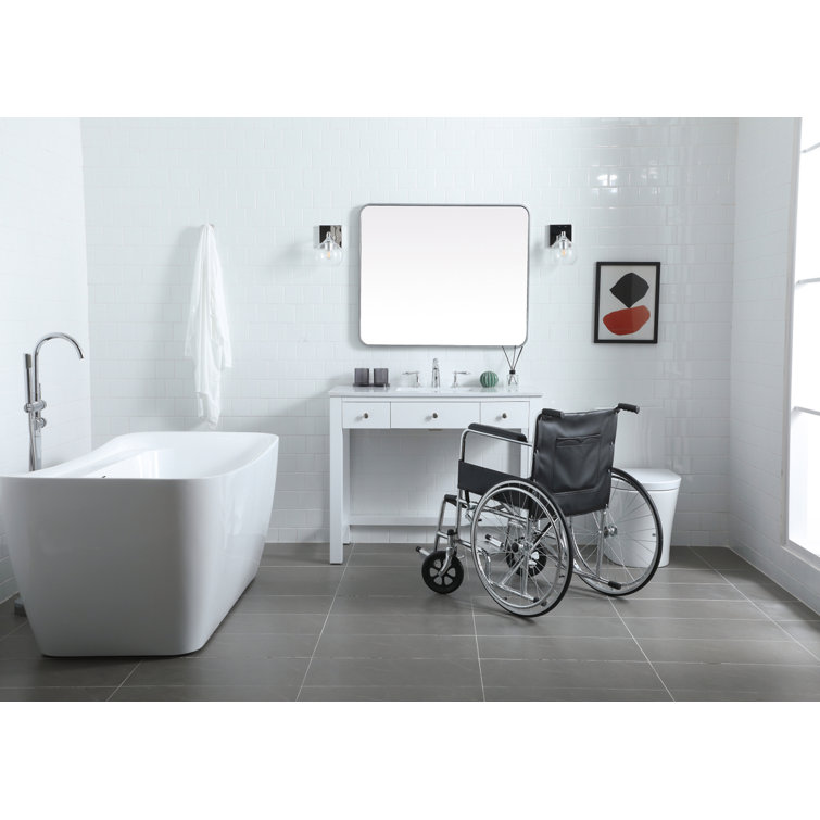ADA Compliant White Freestanding Bathroom Vanity with Calacatta Marble Top