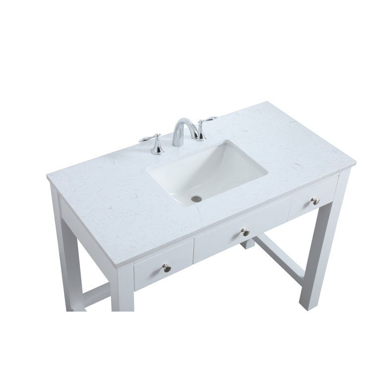 ADA Compliant White Freestanding Bathroom Vanity with Calacatta Marble Top
