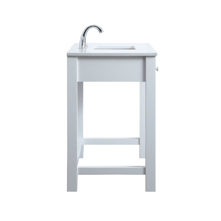 ADA Compliant White Freestanding Bathroom Vanity with Calacatta Marble Top