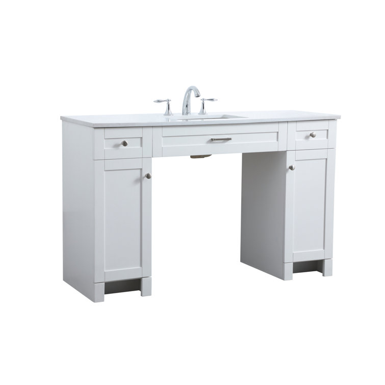 Cooper 54'' White Freestanding Bathroom Vanity with Marble Top