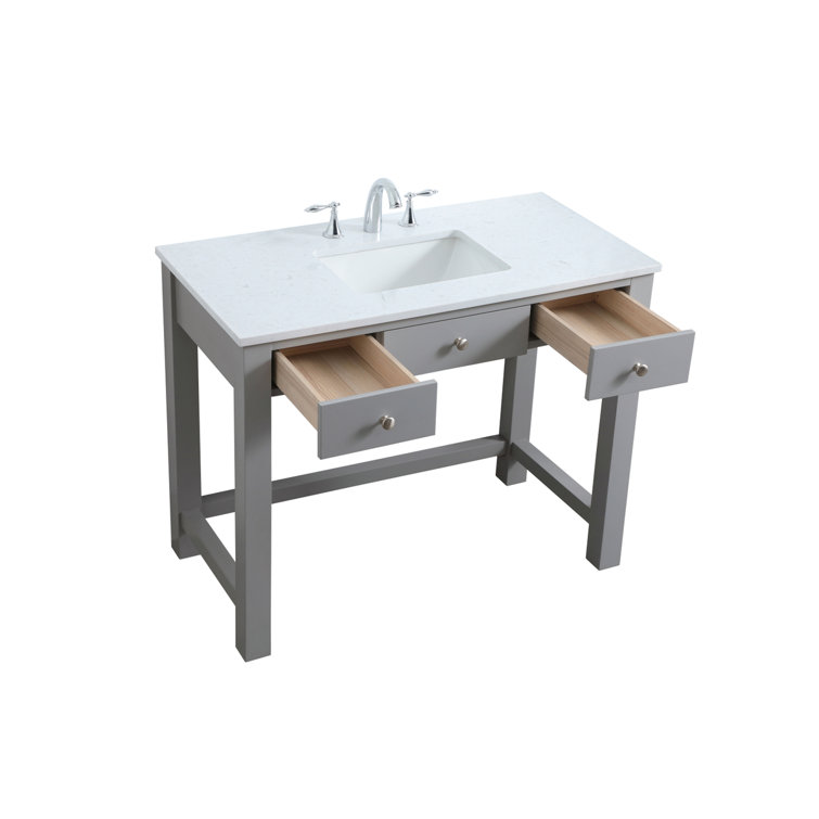 Hudson 42'' Grey Single Bathroom Vanity with Engineered Marble Top