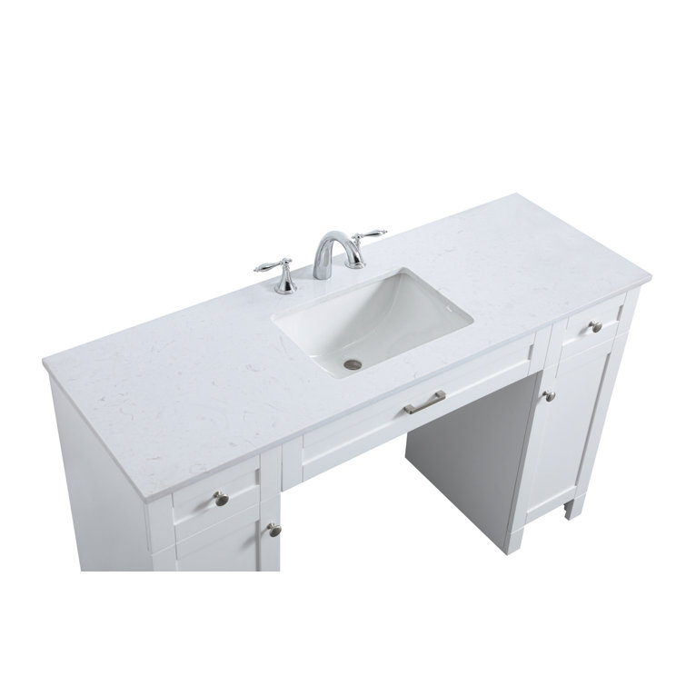 Cooper 54'' White Freestanding Bathroom Vanity with Marble Top