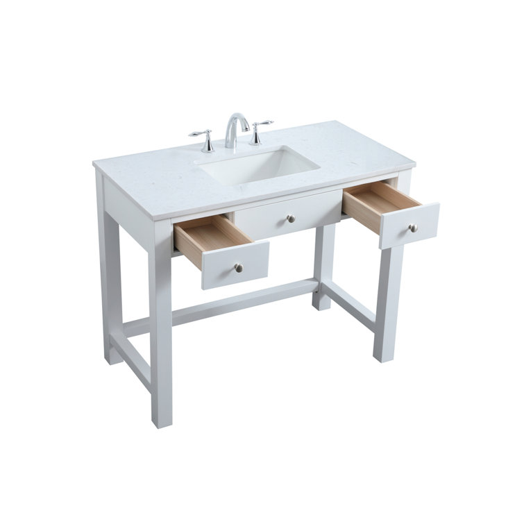 ADA Compliant White Freestanding Bathroom Vanity with Calacatta Marble Top