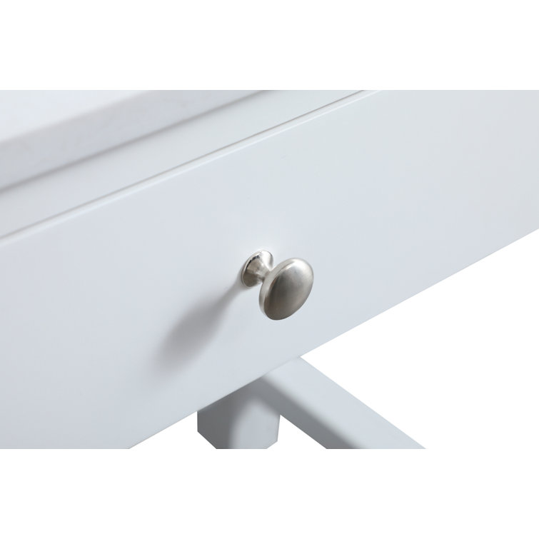 ADA Compliant White Freestanding Bathroom Vanity with Calacatta Marble Top