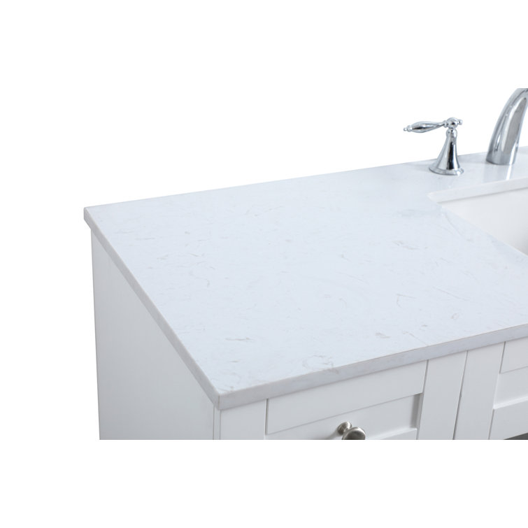 Cooper 54'' White Freestanding Bathroom Vanity with Marble Top