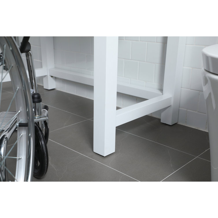 ADA Compliant White Freestanding Bathroom Vanity with Calacatta Marble Top