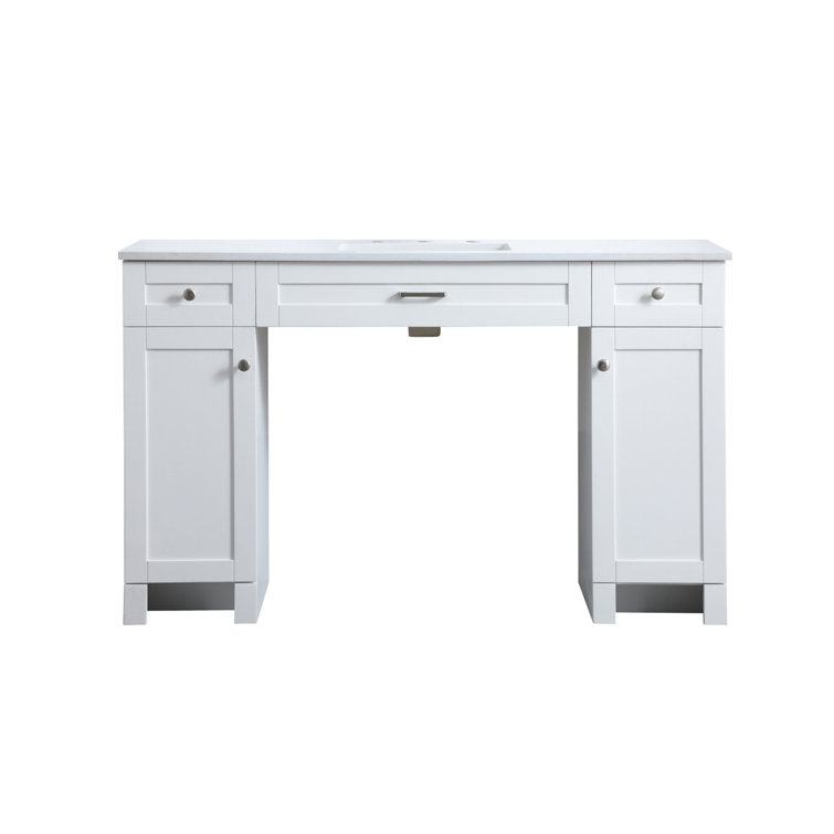 Cooper 54'' White Freestanding Bathroom Vanity with Marble Top