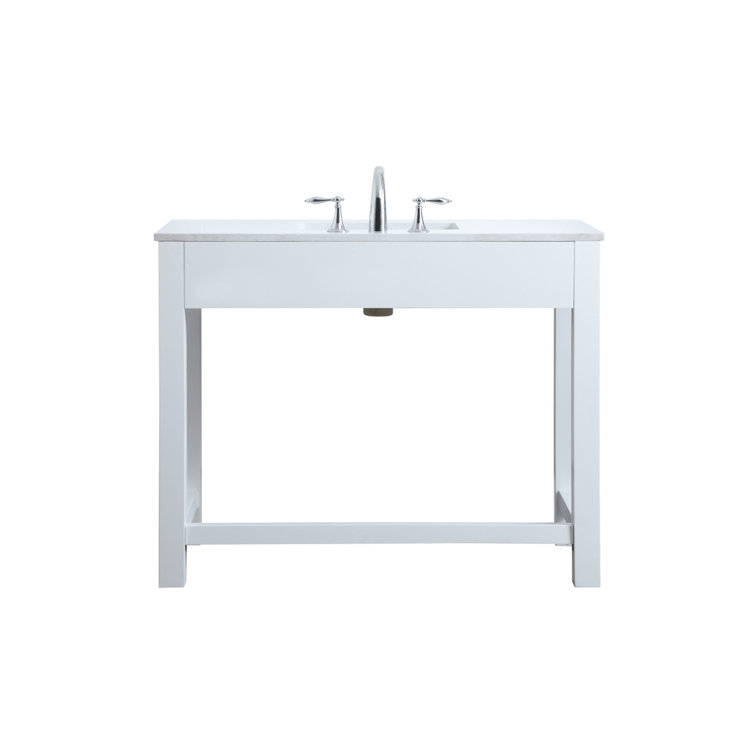 ADA Compliant White Freestanding Bathroom Vanity with Calacatta Marble Top