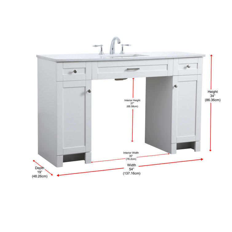 Cooper 54'' White Freestanding Bathroom Vanity with Marble Top