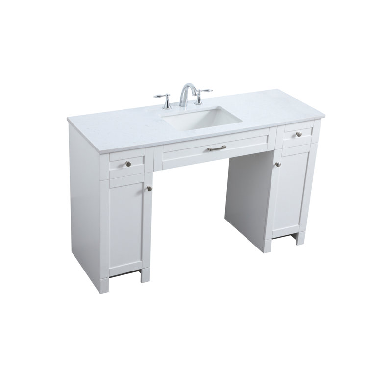 Cooper 54'' White Freestanding Bathroom Vanity with Marble Top