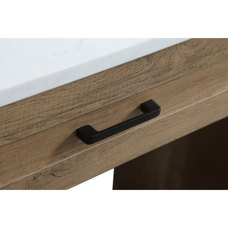 60 in Natural Oak Freestanding Bathroom Vanity with Marble Top