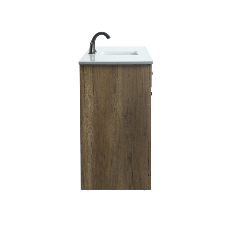 60 in Natural Oak Freestanding Bathroom Vanity with Marble Top