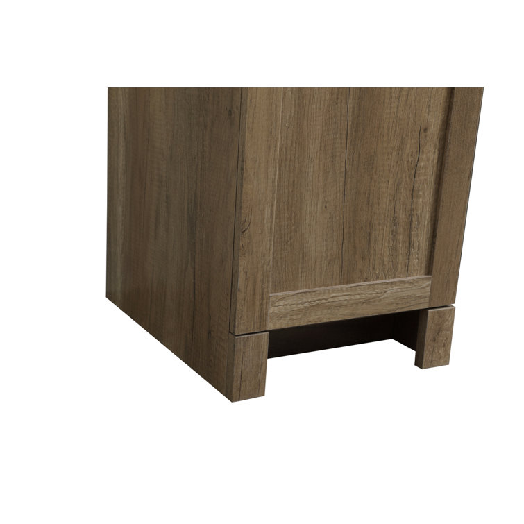 60 in Natural Oak Freestanding Bathroom Vanity with Marble Top