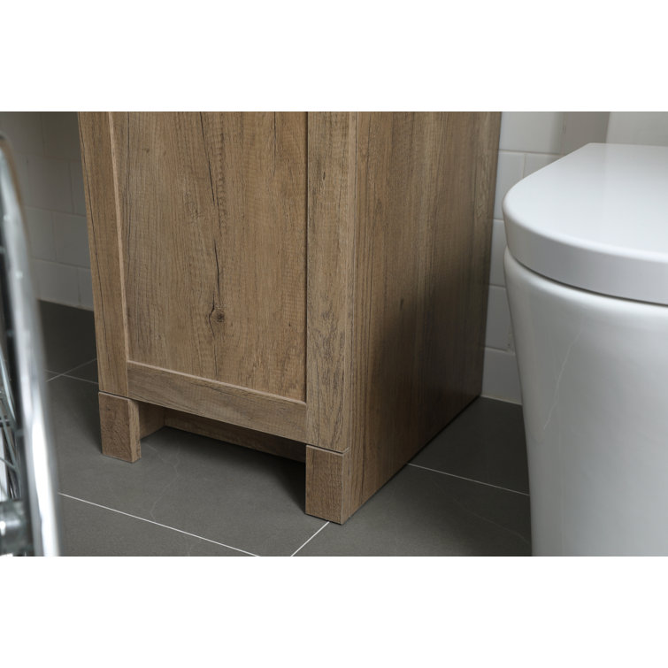60 in Natural Oak Freestanding Bathroom Vanity with Marble Top