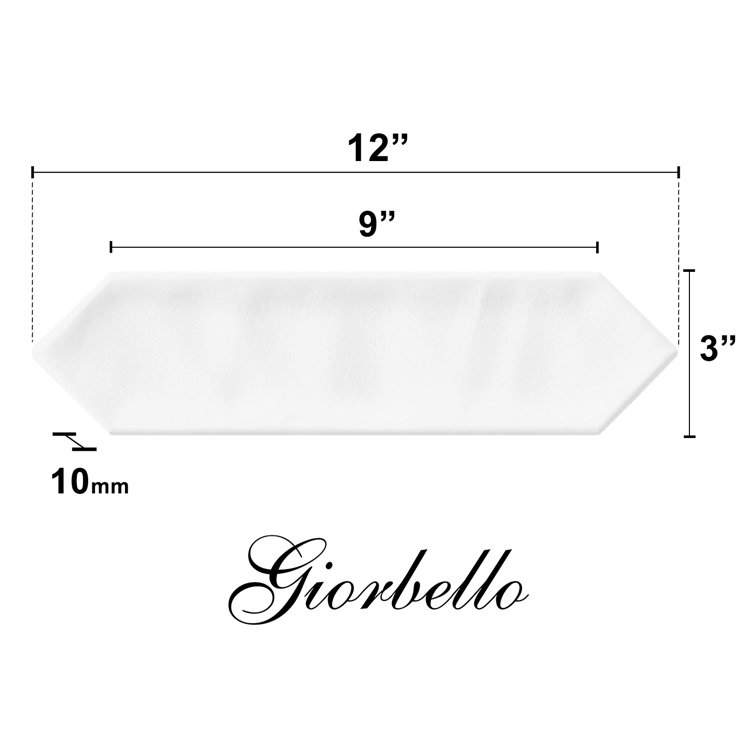 Glossy White Ceramic Picket Subway Wall Tile 3" x 12"