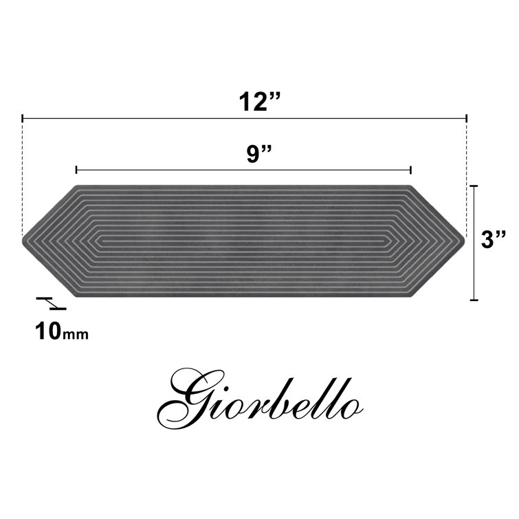 Black Glazed Ceramic Hexagonal Subway Tile 3" x 12"