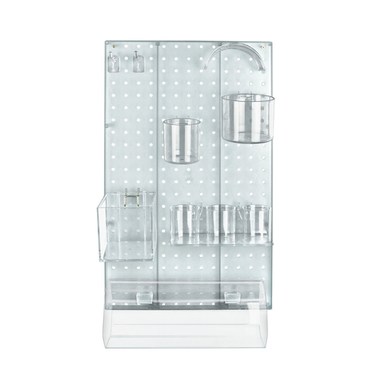 Clear High-Impact Styrene Pegboard Wall Organizer Kit with Accessories