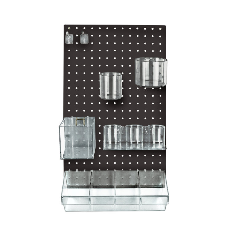 Black High-Impact Styrene Pegboard Wall Organizer Kit with Accessories