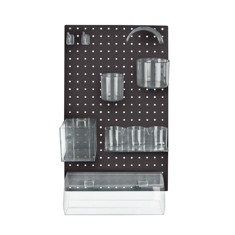 Black High-Impact Styrene Pegboard Wall Organizer Kit with Accessories