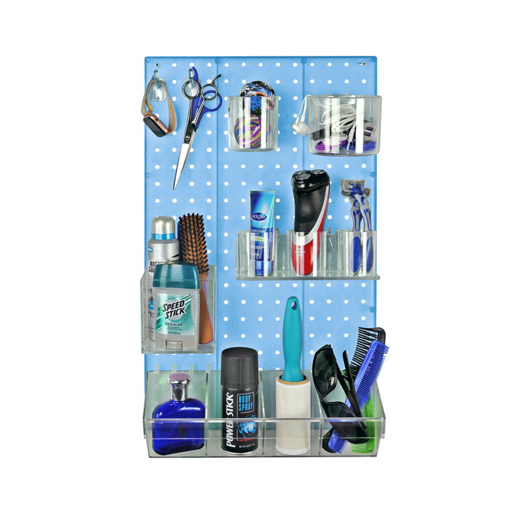 Frosted Blue High-Impact Styrene Pegboard Wall Organizer Kit