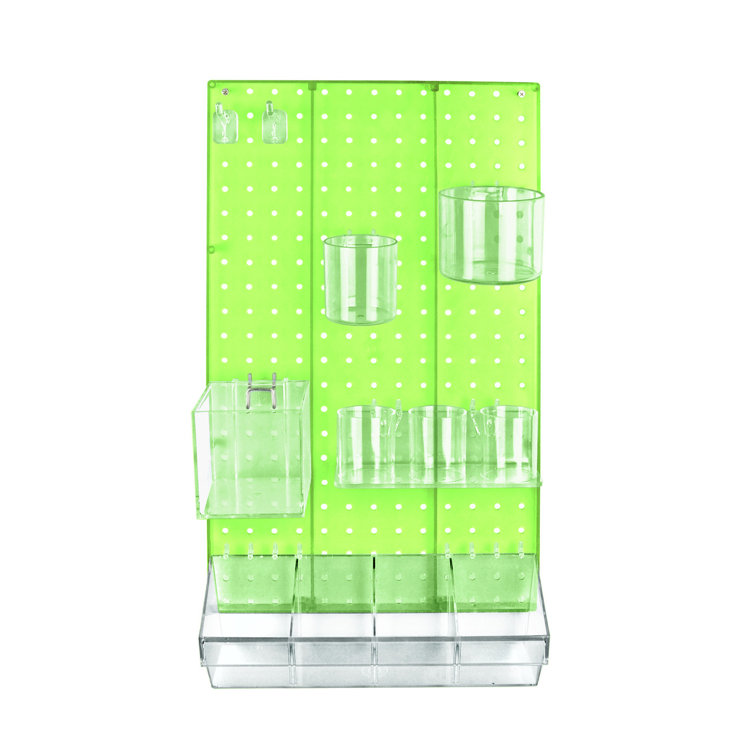 Green High-Impact Styrene Pegboard Wall Organizer Kit with Accessories