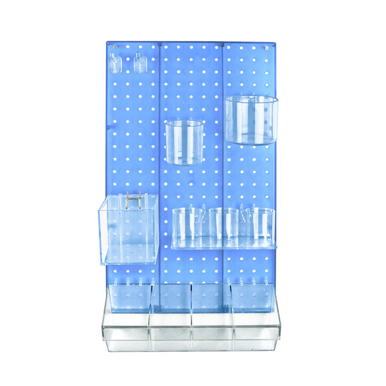 Frosted Blue High-Impact Styrene Pegboard Wall Organizer Kit
