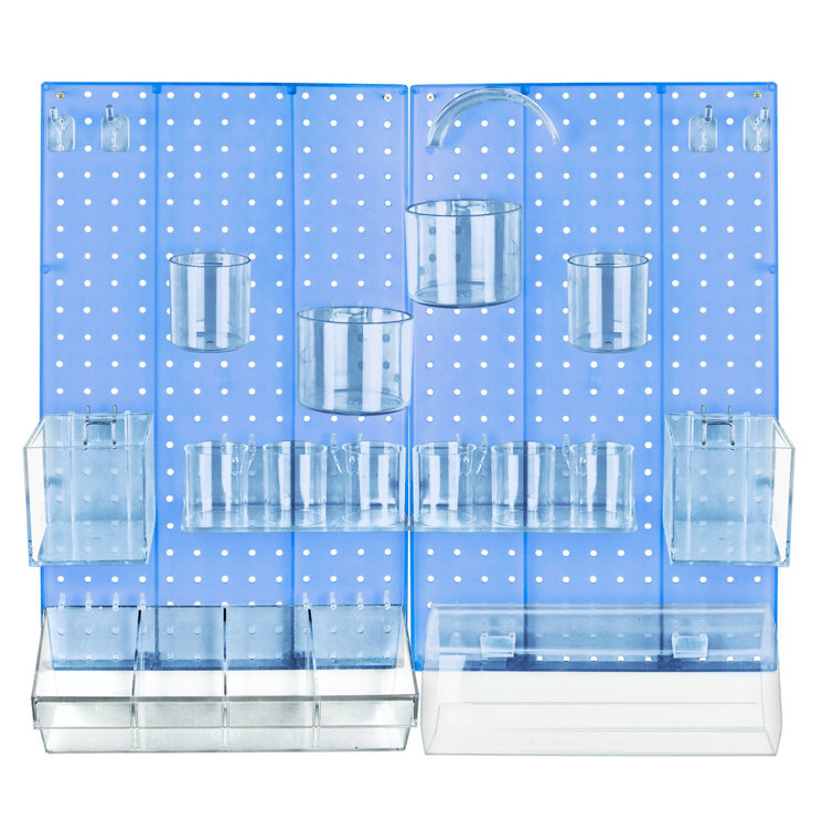 Blue High-Impact Styrene Pegboard Wall Organizer Kit with Accessories