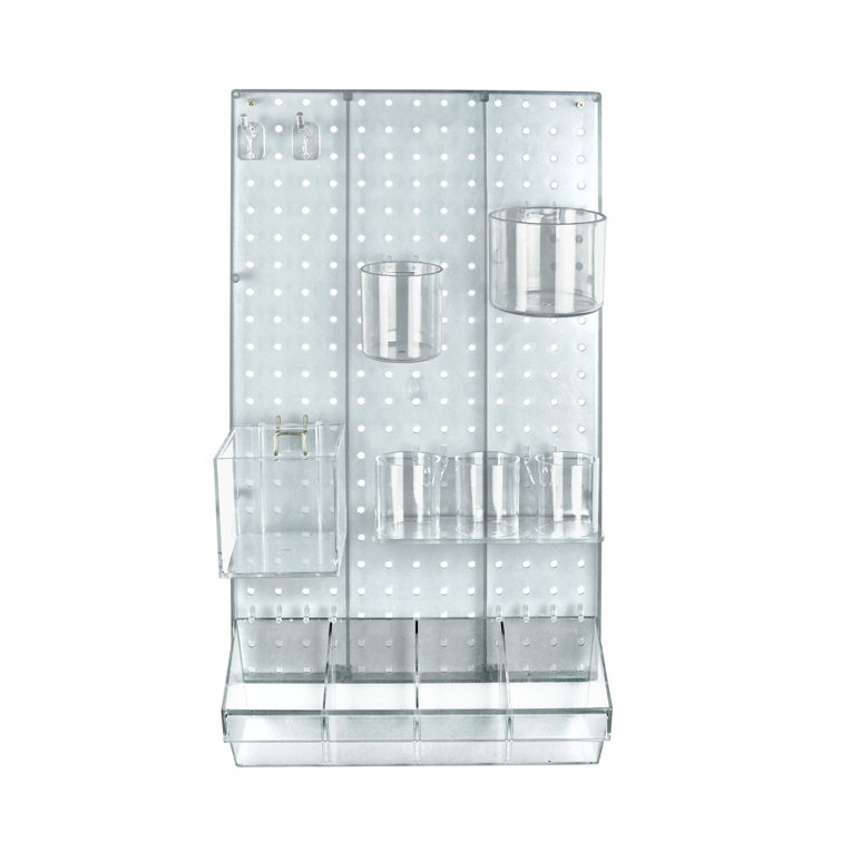 Clear Frosted High-Impact Styrene Pegboard Wall Organizer Kit
