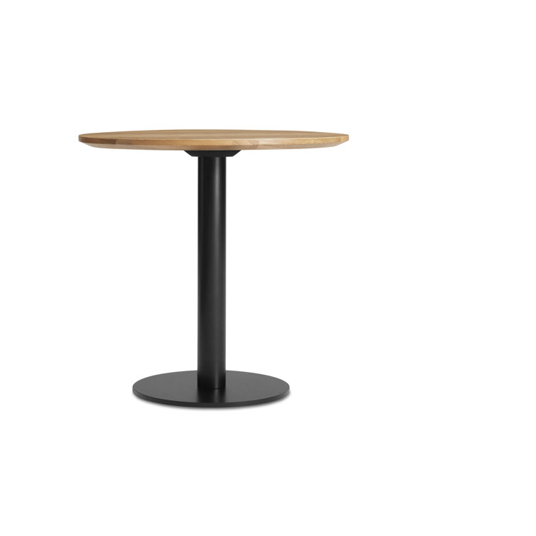 Walnut and Matte Black Round Mid-Century Modern Dining Table