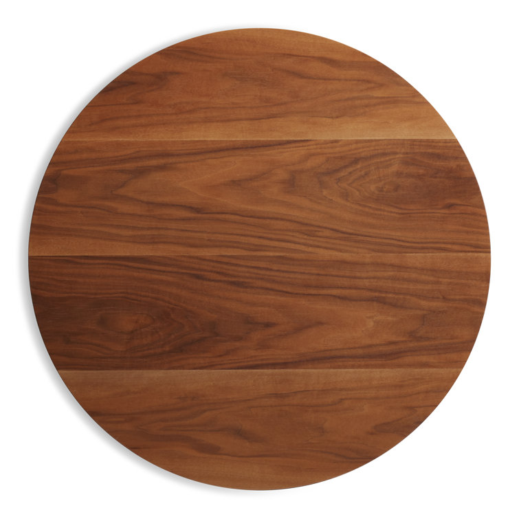 Walnut and Matte Black Round Mid-Century Modern Dining Table