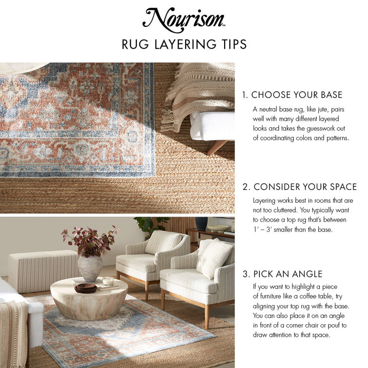 Ivory Rectangular Stain-Resistant Synthetic Indoor/Outdoor Rug