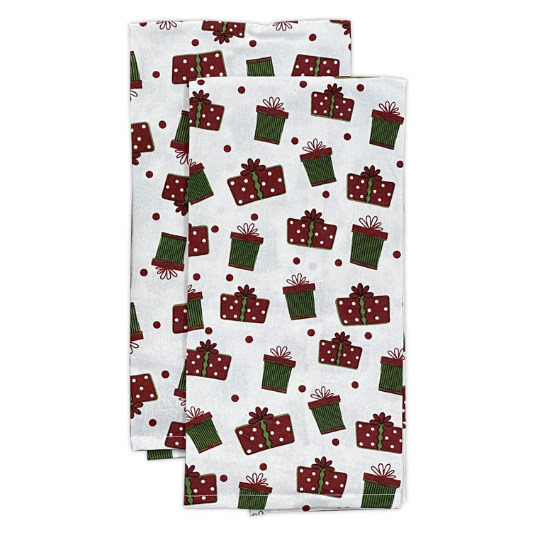 Festive Christmas Cotton Kitchen Towel, Potholder, and Oven Mitt Set