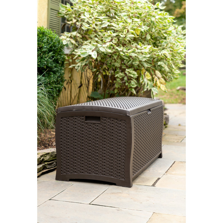Mocha Brown Wicker-Style Resin 73 Gallon Lockable Deck Box