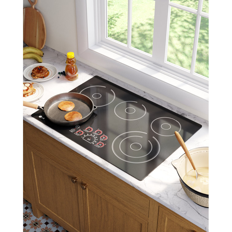 30" Black Ceramic Electric Cooktop with 5 Burners