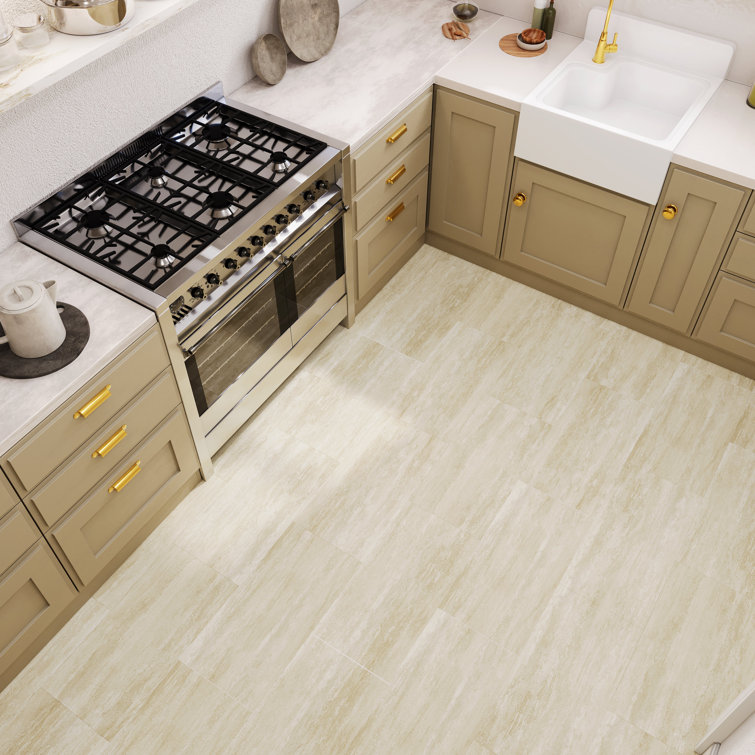 Cream Beige 24" x 12" Waterproof Vinyl Tile Flooring