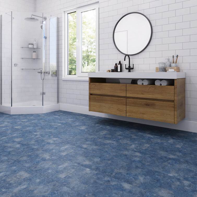 Topaz Blue Stone Look 12" x 24" Waterproof Vinyl Tile