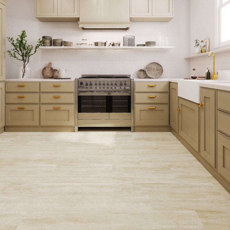 Cream Beige 24" x 12" Waterproof Vinyl Tile Flooring