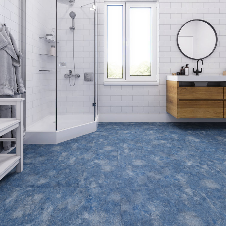 Topaz Blue Stone Look 12" x 24" Waterproof Vinyl Tile