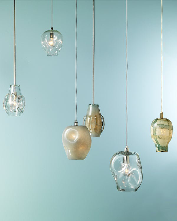 Cornflower Blue Dimpled Glass Mini Pendant Light