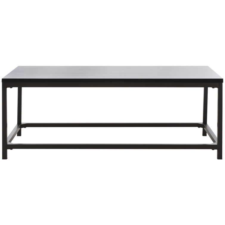 Distressed Black Pine Wood Rectangular Coffee Table