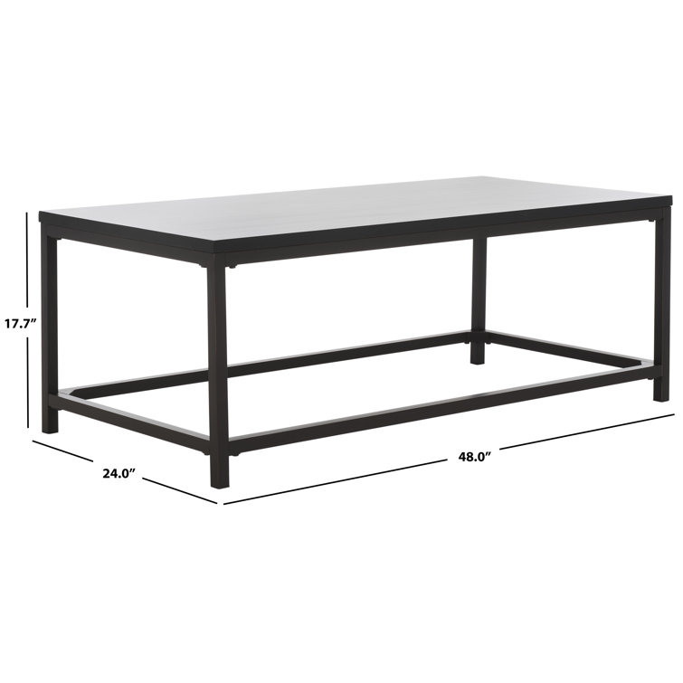 Distressed Black Pine Wood Rectangular Coffee Table