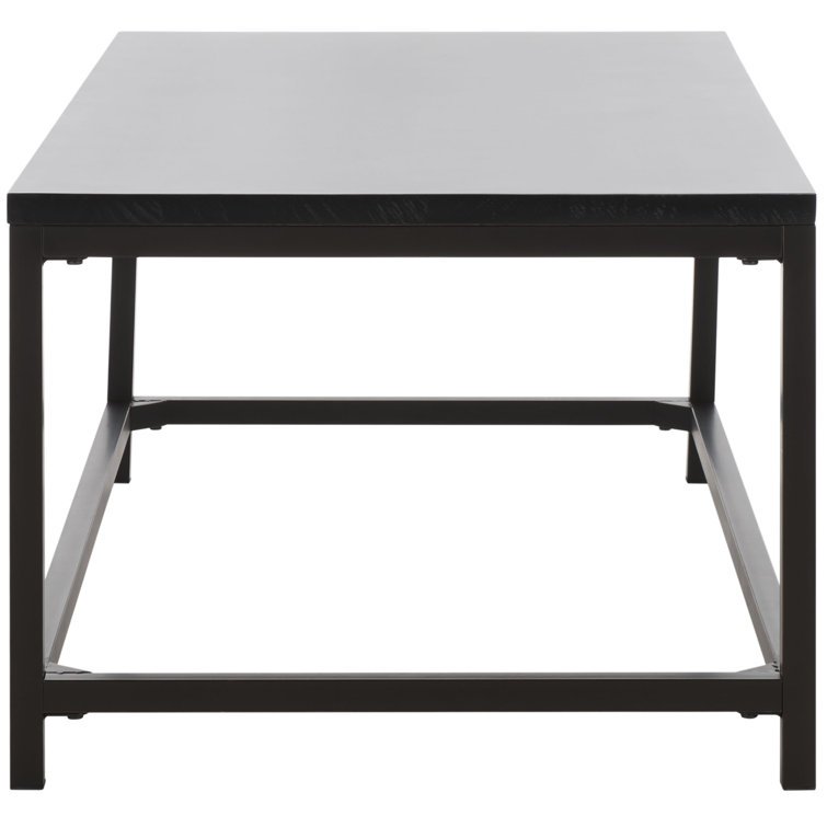 Distressed Black Pine Wood Rectangular Coffee Table