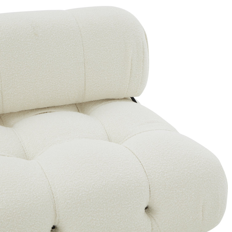 Ellamaria Ivory Boucle Wood Slipper Accent Chair