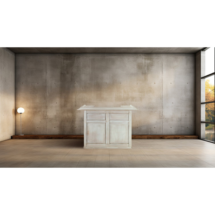 Antique White 60 Inch Traditional Dry Bar with Shelving