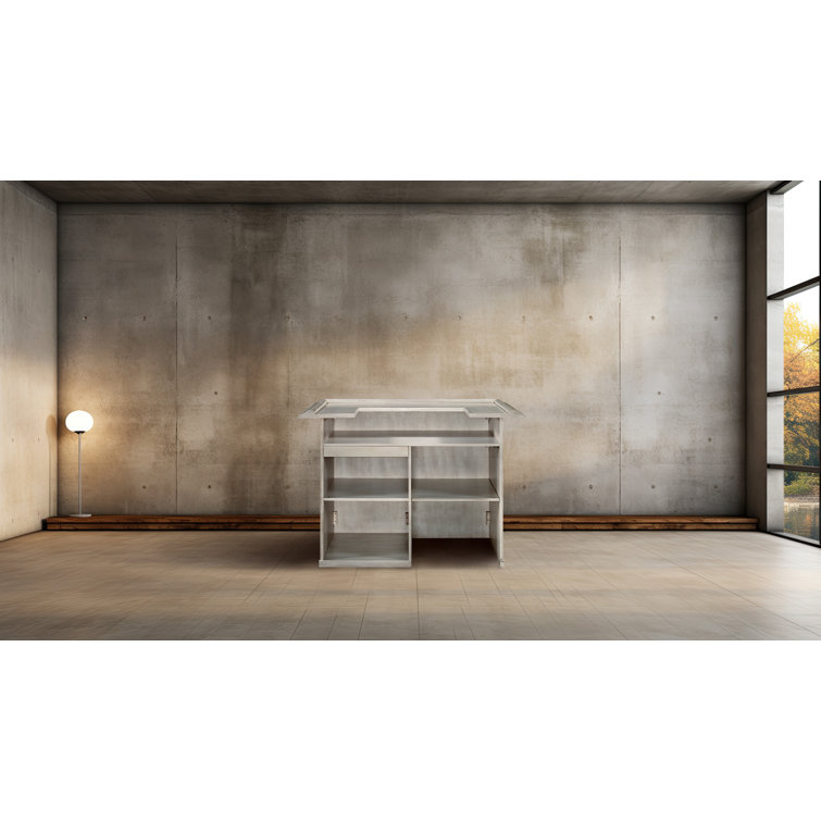 Antique White 60 Inch Traditional Dry Bar with Shelving